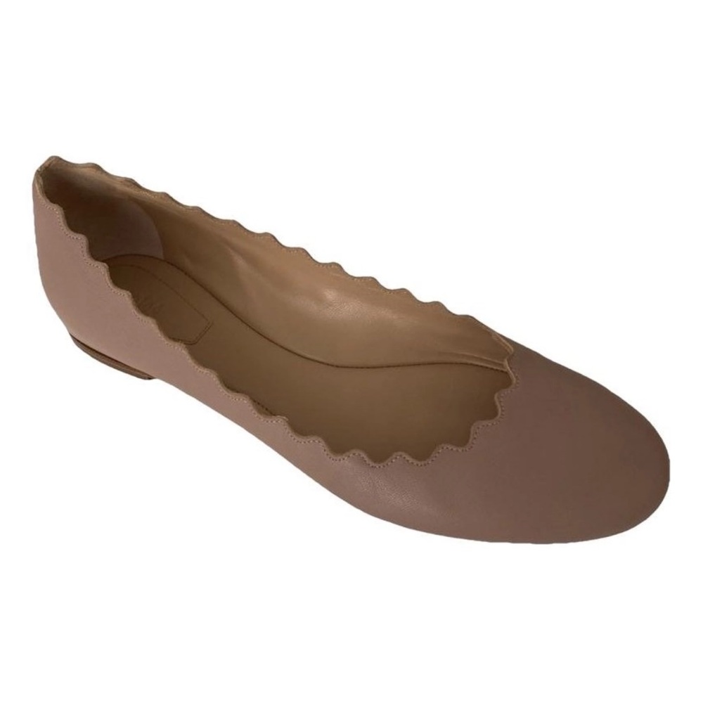 Chloe Scalloped Edge Flats - Cream